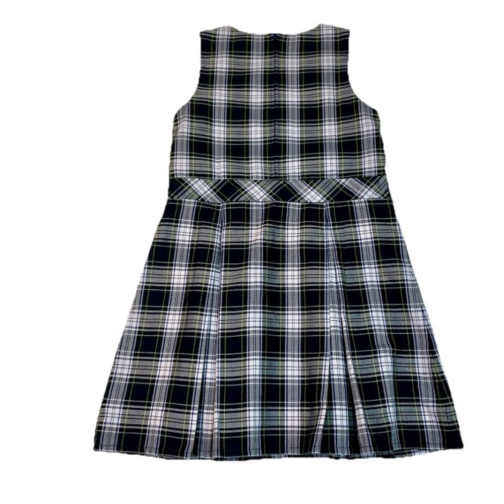 Lands End Youth Girls 12 School Uniform Plaid Jumper Dress Skirt Blue‎ Green - Picture 2 of 9